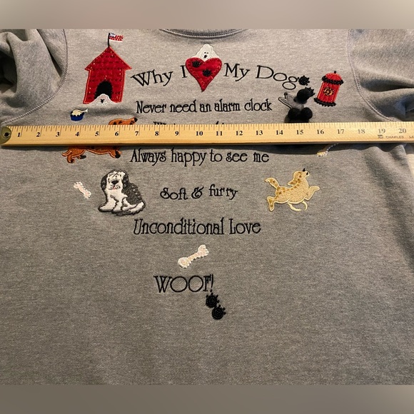 Quacker Factory “Why I ❤️ My Dog” Graphic 3D Shirt; Gray; Size: Small - Picture 6 of 12